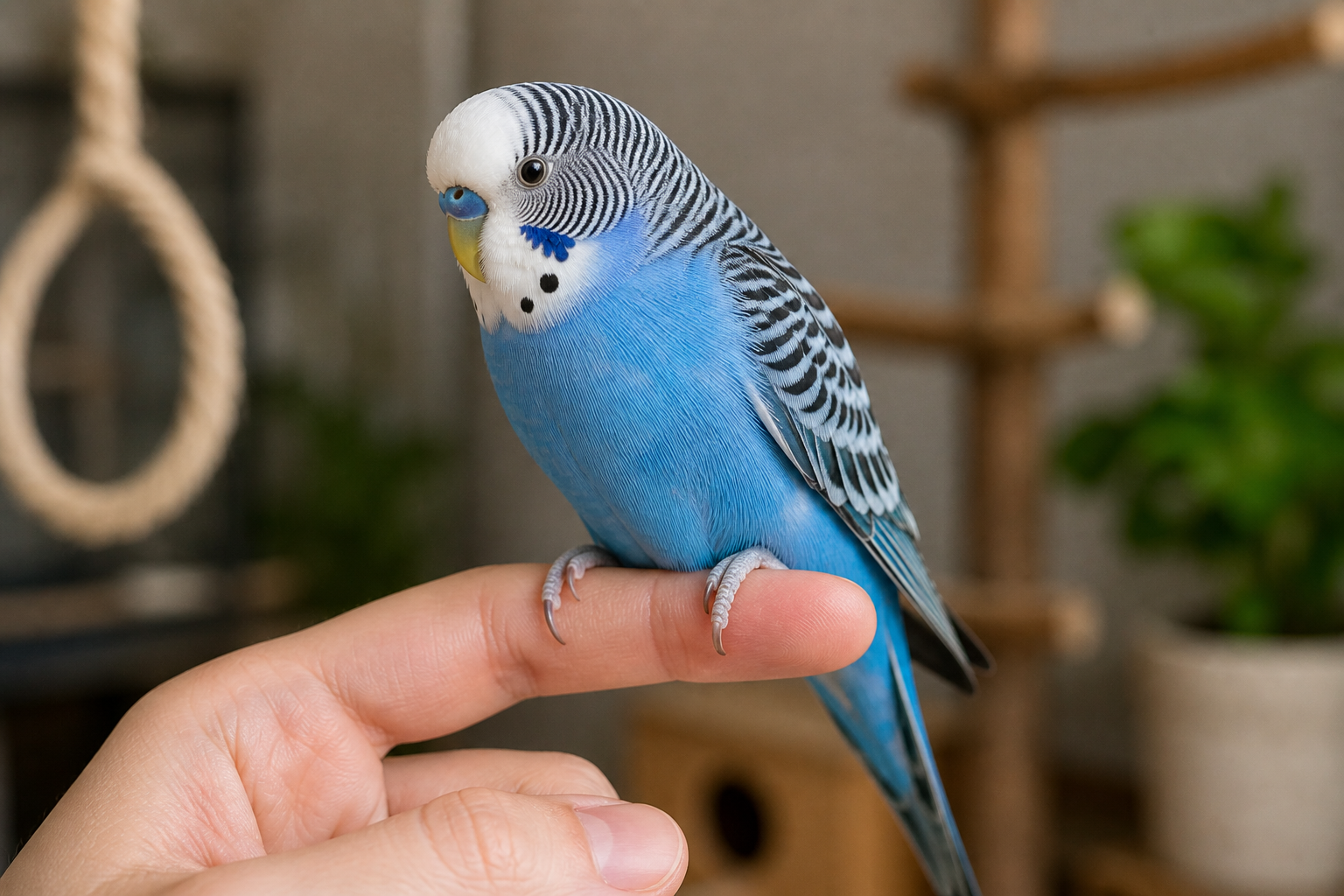 Wellensittich frisst Kolbenhirse aus der Hand